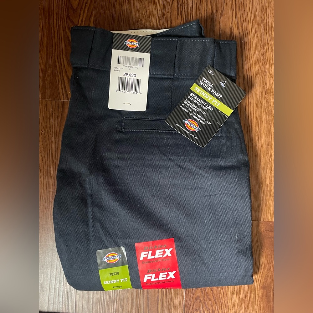 Dickies Navy Flex Straight Leg Pants - Skinny Fit